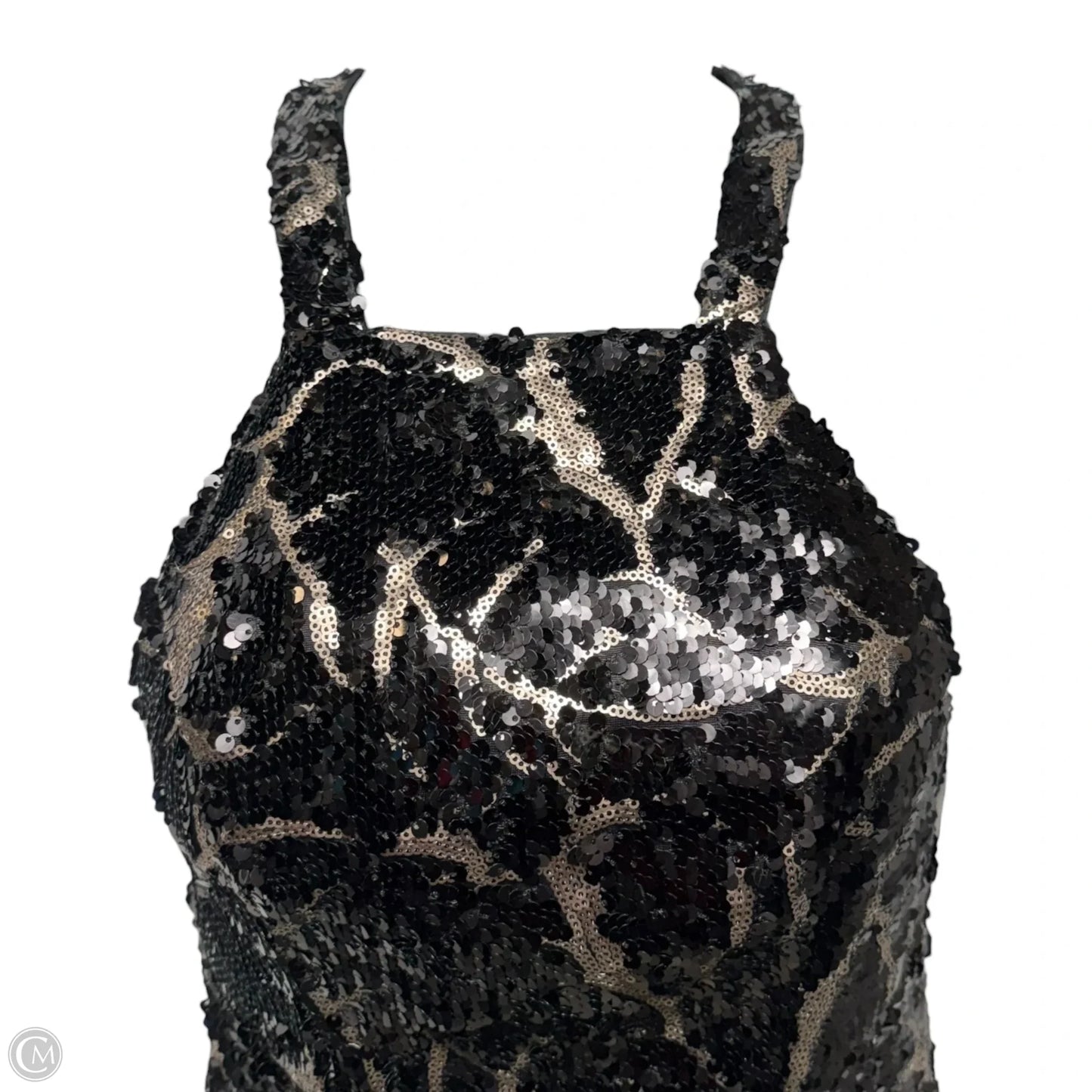 Halter Neck Sequin Cocktail Dress By Terani Couture In Black & Silver, Size: 0