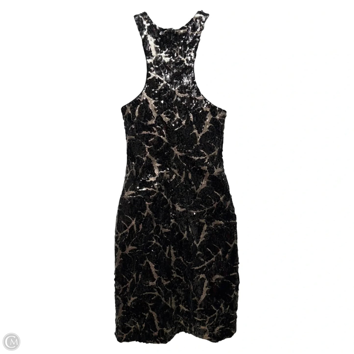 Halter Neck Sequin Cocktail Dress By Terani Couture In Black & Silver, Size: 0