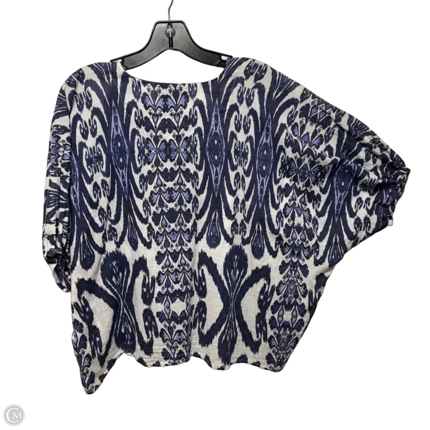 Top Short Sleeve By Ros Garden In Blue & White, Size: XS/S