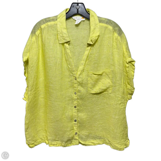Linen Top Sleeveless By C And C In Chartreuse, Size: Xl