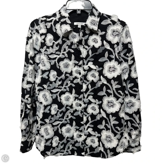 Embroidered Top Long Sleeve By Chicos In Floral Print, Size: 4