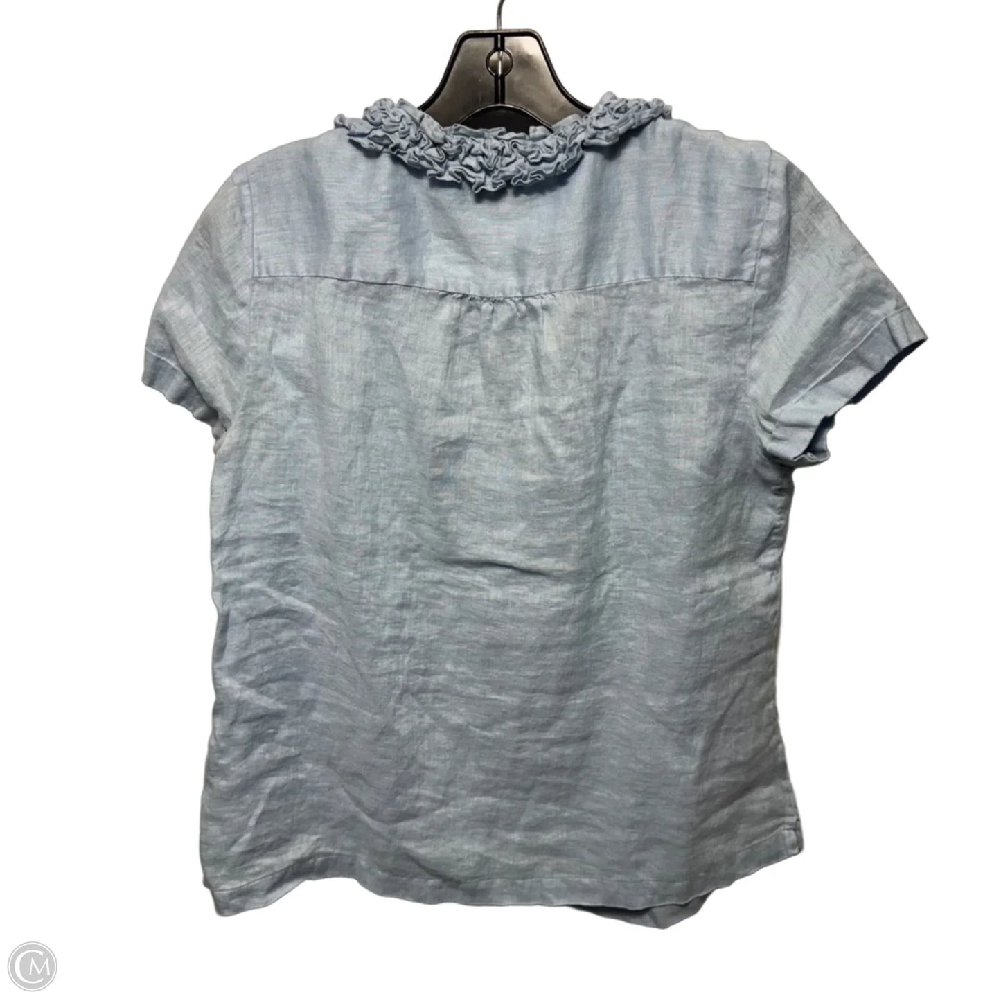 Linen Top Short Sleeve By Talbots In Blue, Size: 10 P