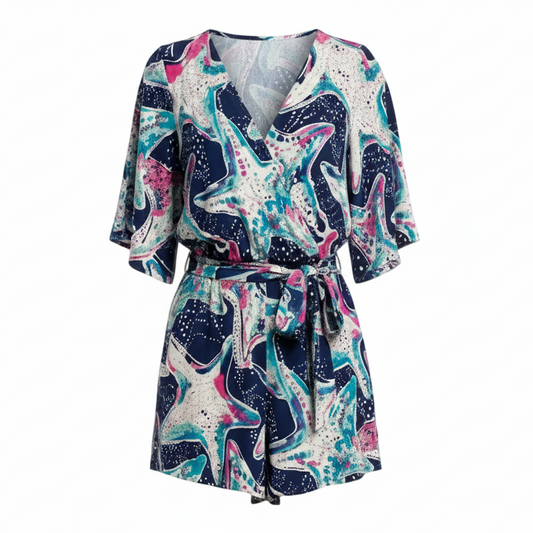Madilyn Romper Designer By Lilly Pulitzer In Indigo Sea Star Struck, Size: XS