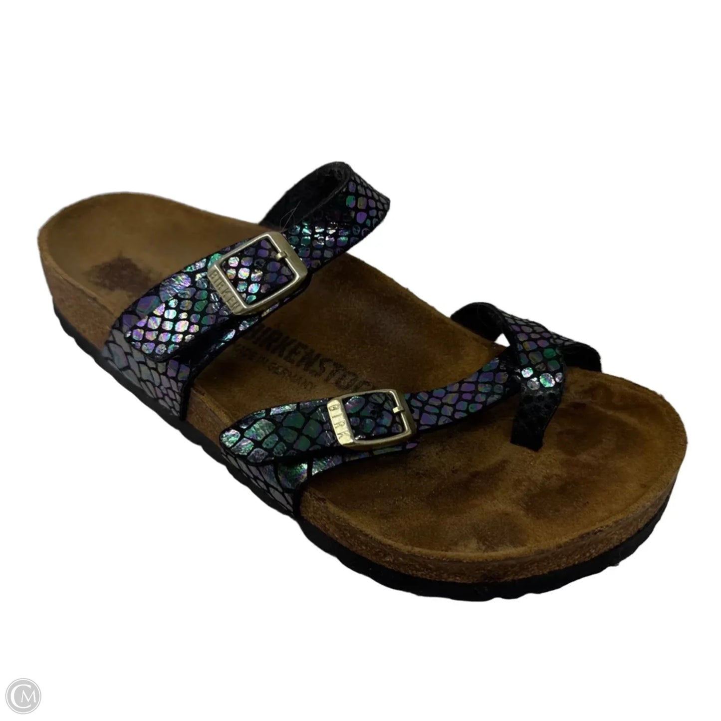 AS IS Sandals Flats By Birkenstock In Snakeskin Print, Size: 6