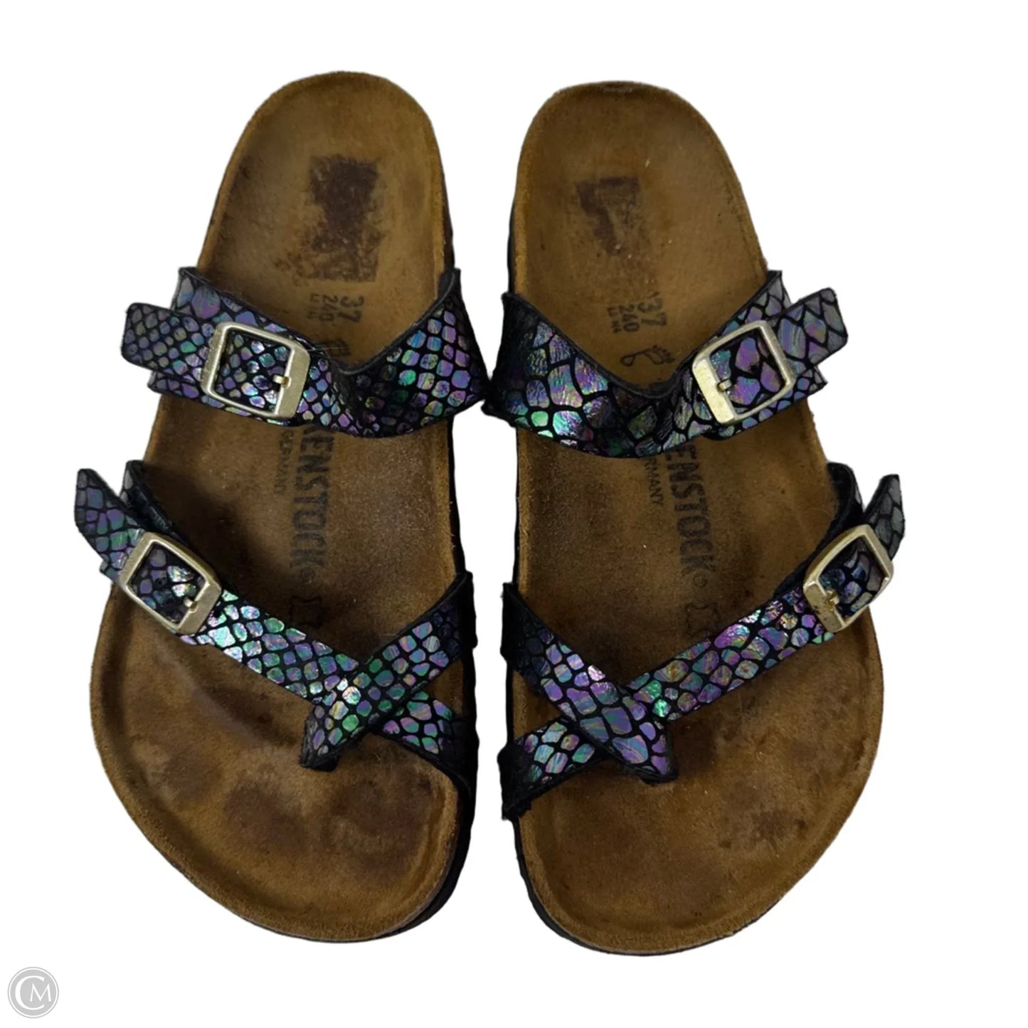 AS IS Sandals Flats By Birkenstock In Snakeskin Print, Size: 6