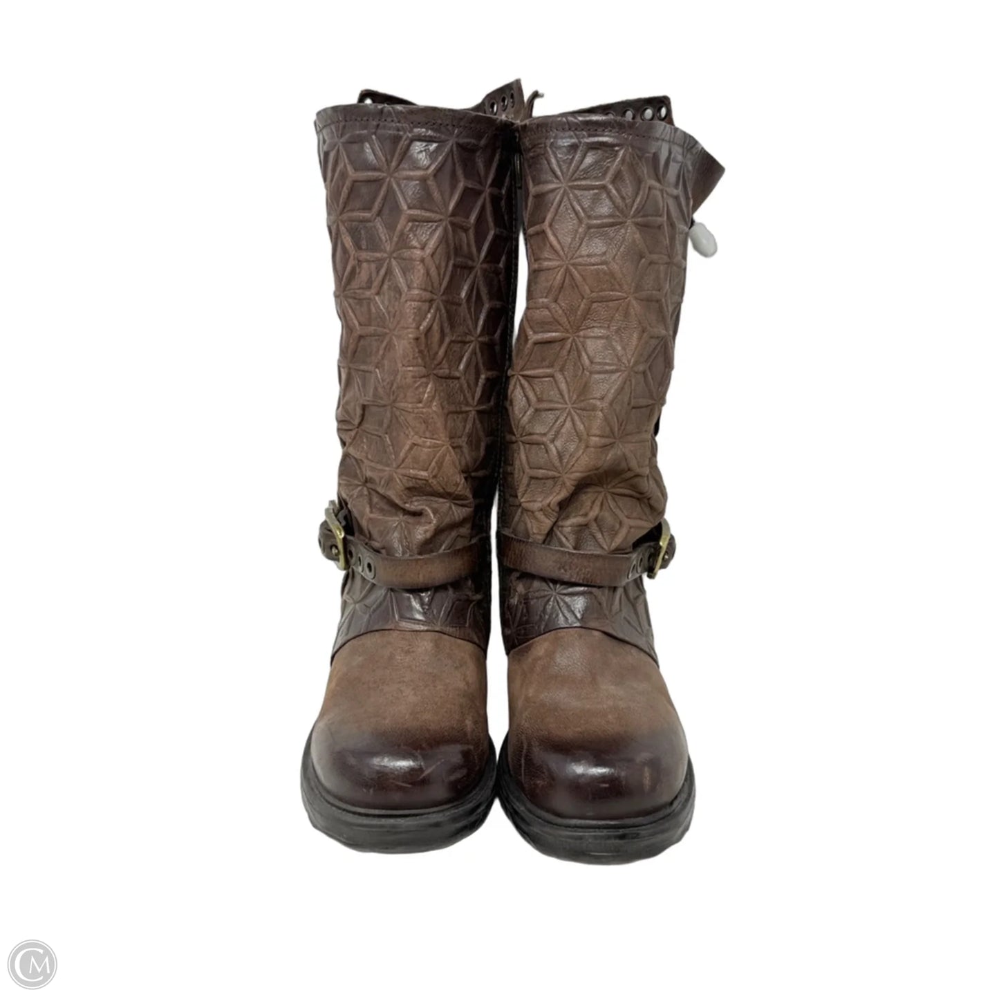 Saint EC Buckle Boots Mid-calf Flats By Airstep X A.S.98  In Brown, Size: 7.5