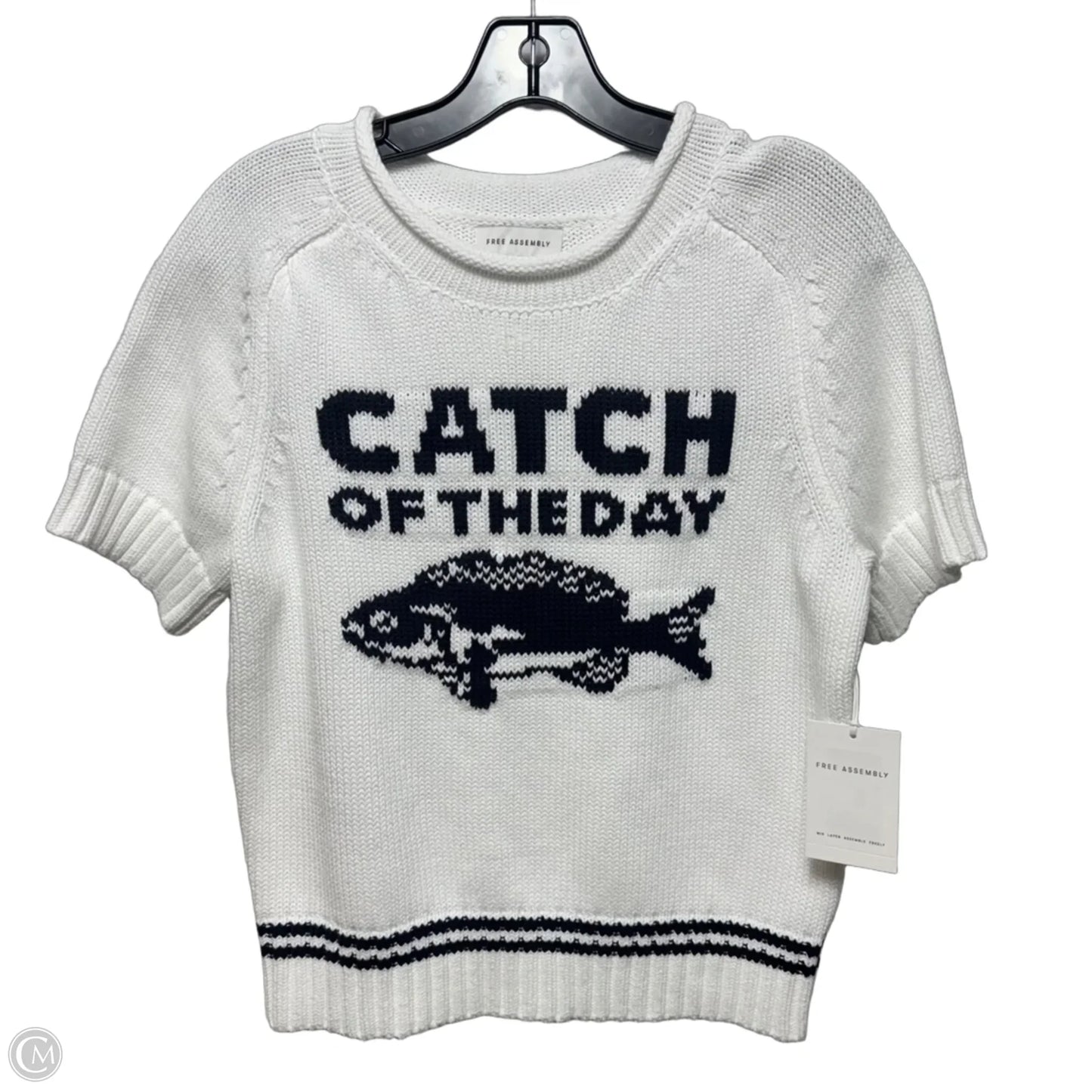 Catch Of The Day Sweater Short Sleeve By Free Assembly In White, Size: M