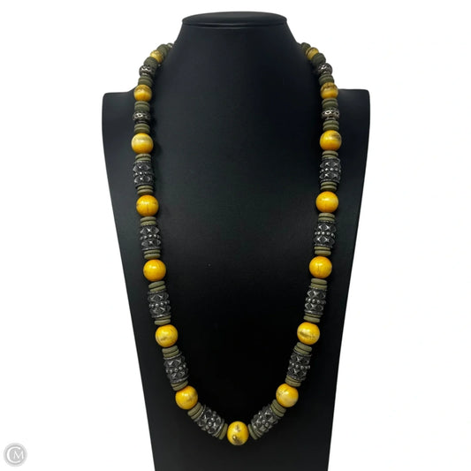 Vintage Dyed Bone, Silver Barrel Bead, & Wooden Spacer Beads Necklace Statement By Ben-Amun