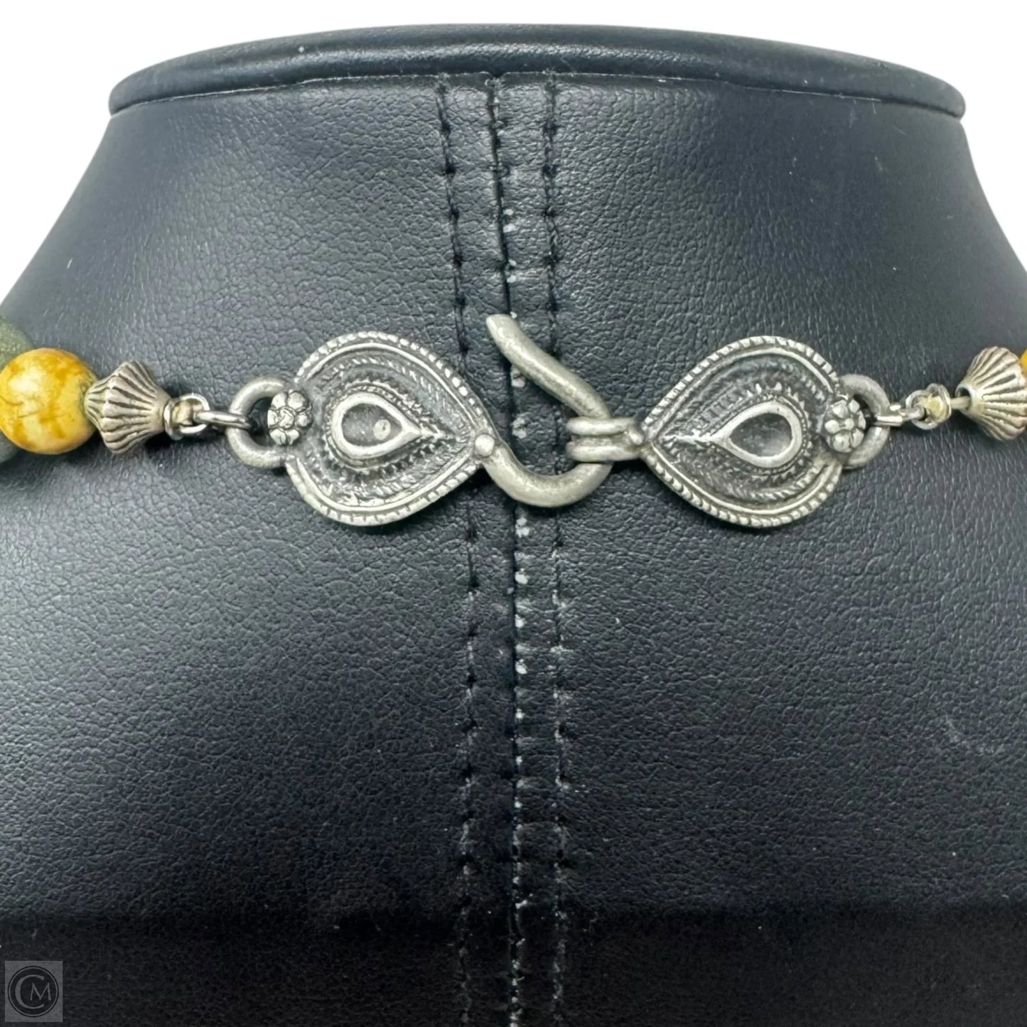 Vintage Dyed Bone, Silver Barrel Bead, & Wooden Spacer Beads Necklace Statement By Ben-Amun