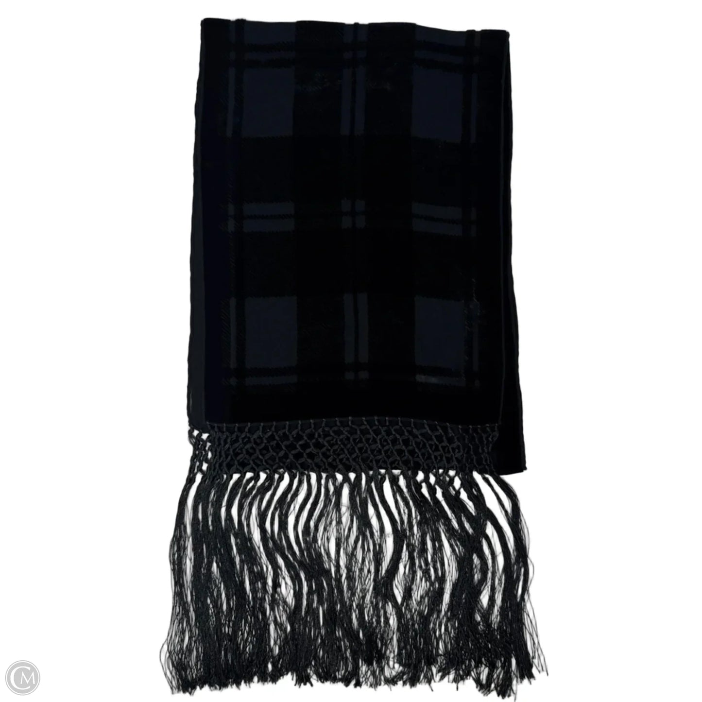 Plaid Velvet Burnout Fringe Scarf Long