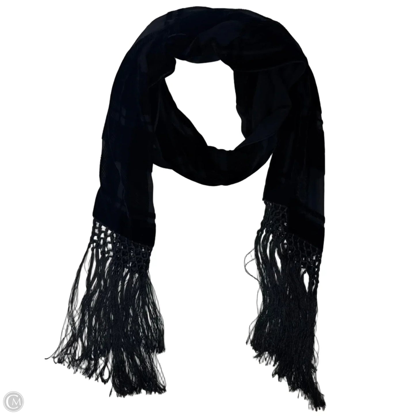 Plaid Velvet Burnout Fringe Scarf Long