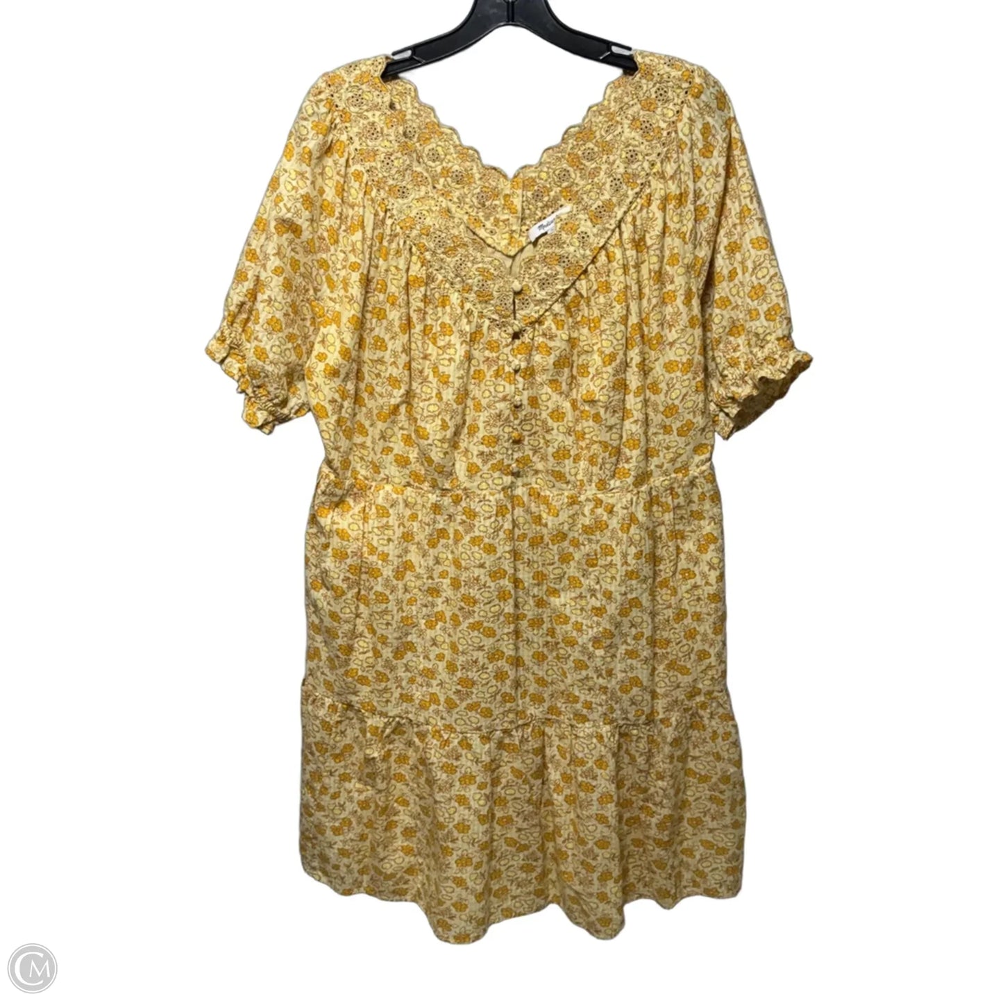 Eyelet-Trim Tiered Mini Dress  By Madewell In Piccola Floral Print, Size: 1X