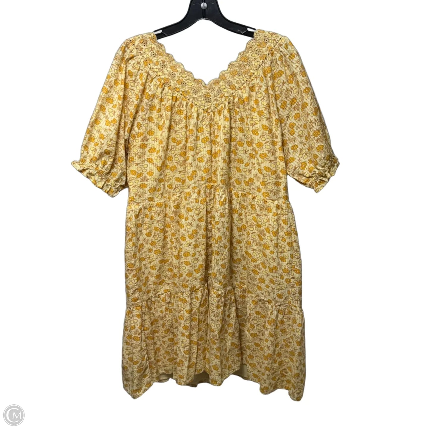 Eyelet-Trim Tiered Mini Dress  By Madewell In Piccola Floral Print, Size: 1X