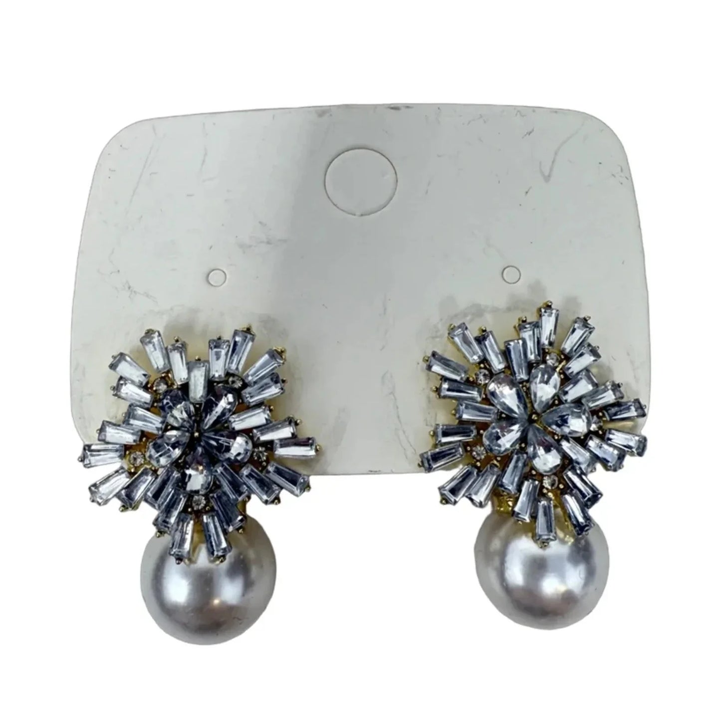 Crystal Snowflake & Faux Pearl Drop Earrings