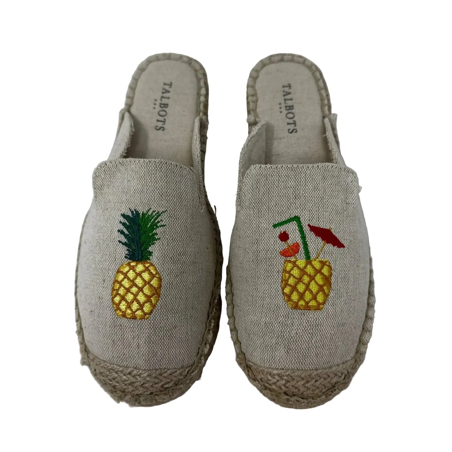 Pineapple Espadrille Shoes Flats By Talbots In Cream, Size: 8