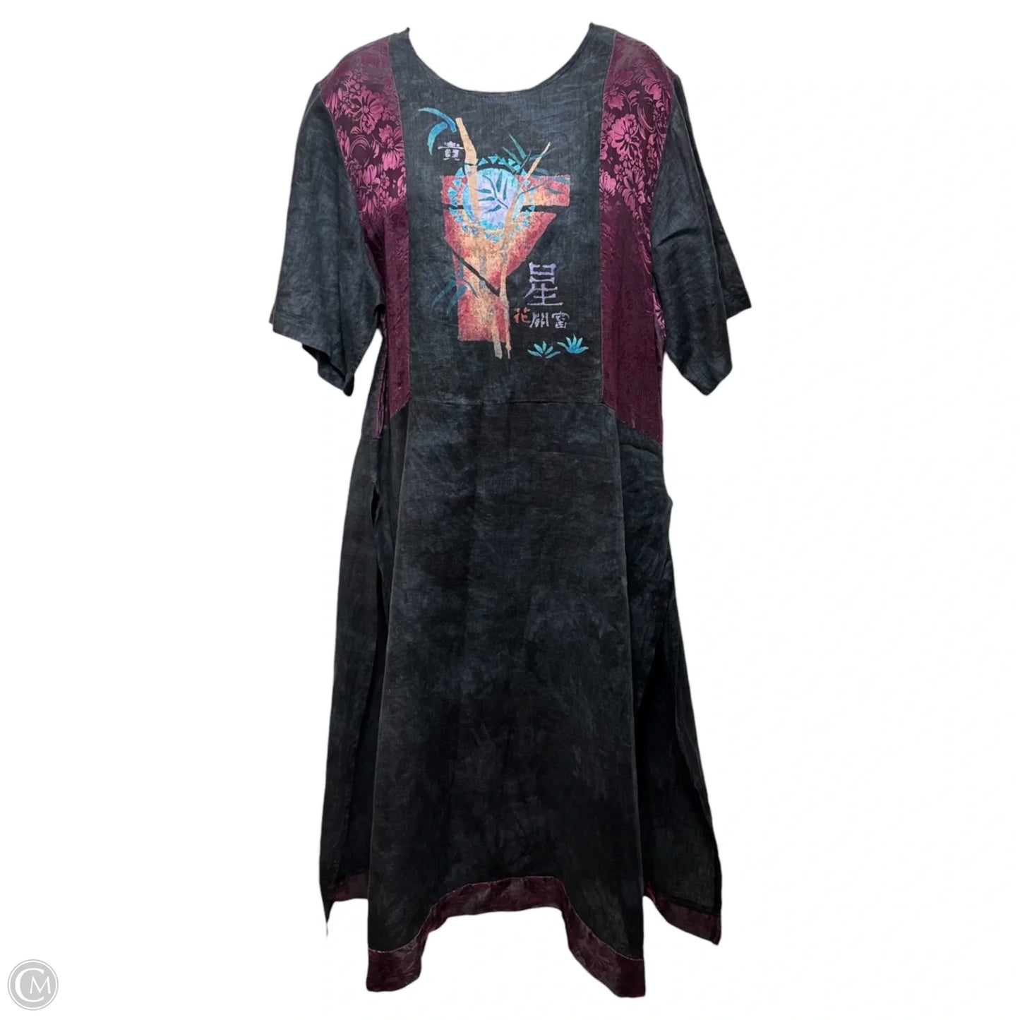 Split Side Linen & Silk Tunic Dress Casual Maxi By Steel Pony In Black, Size: 2