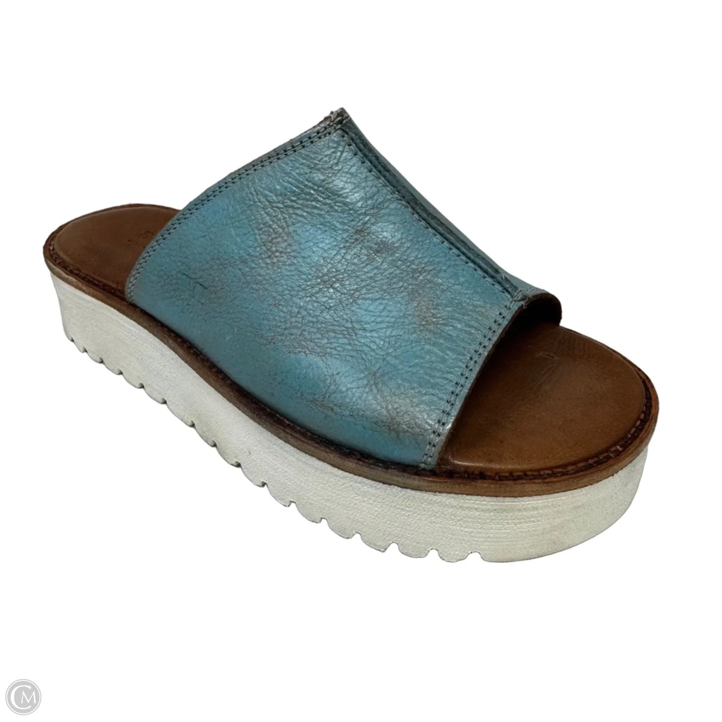 Fairlee Platform Slide Sandals Heels Wedge By Bed Stu In Aqua, Size: 6.5