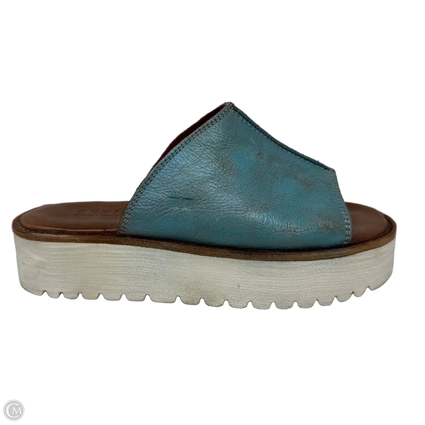 Fairlee Platform Slide Sandals Heels Wedge By Bed Stu In Aqua, Size: 6.5