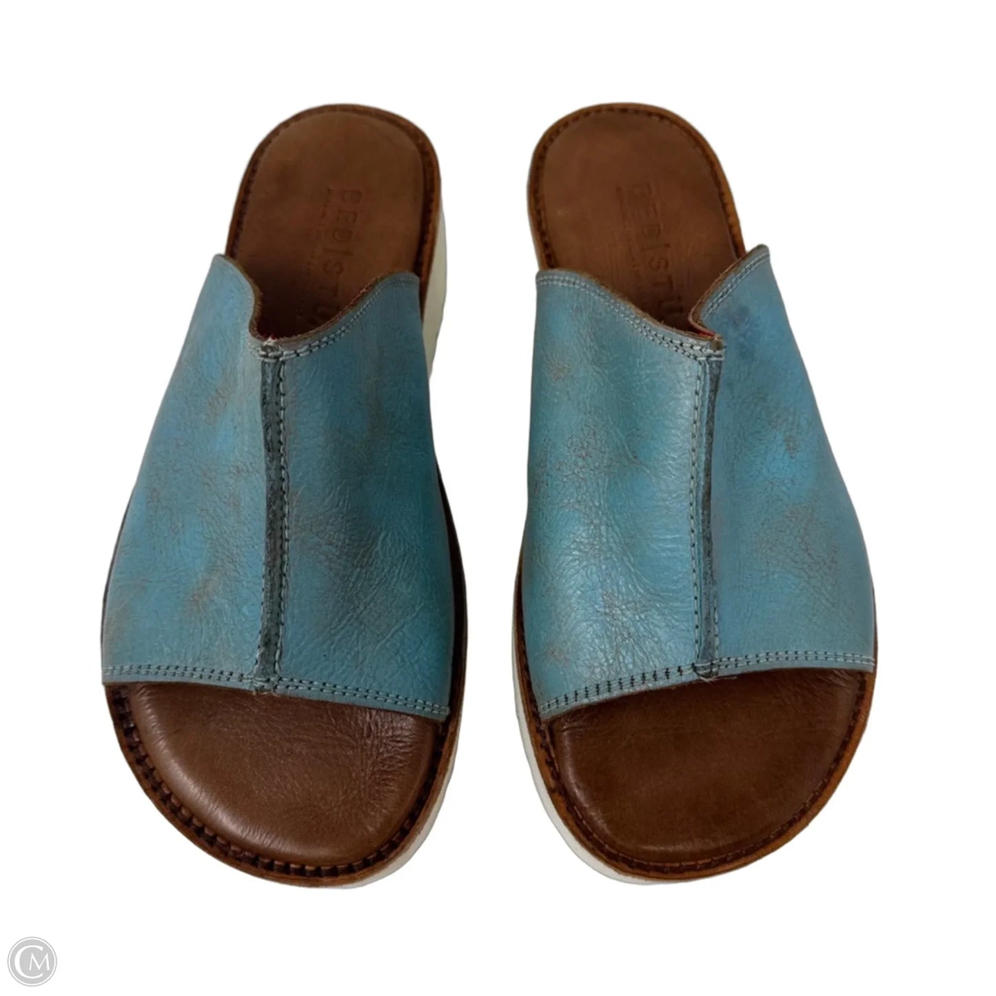 Fairlee Platform Slide Sandals Heels Wedge By Bed Stu In Aqua, Size: 6.5