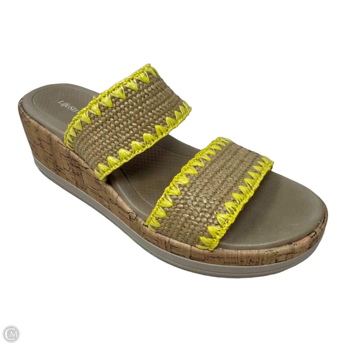 Woven Sandals Heels Wedge By Life Stride In Yellow, Size: 7
