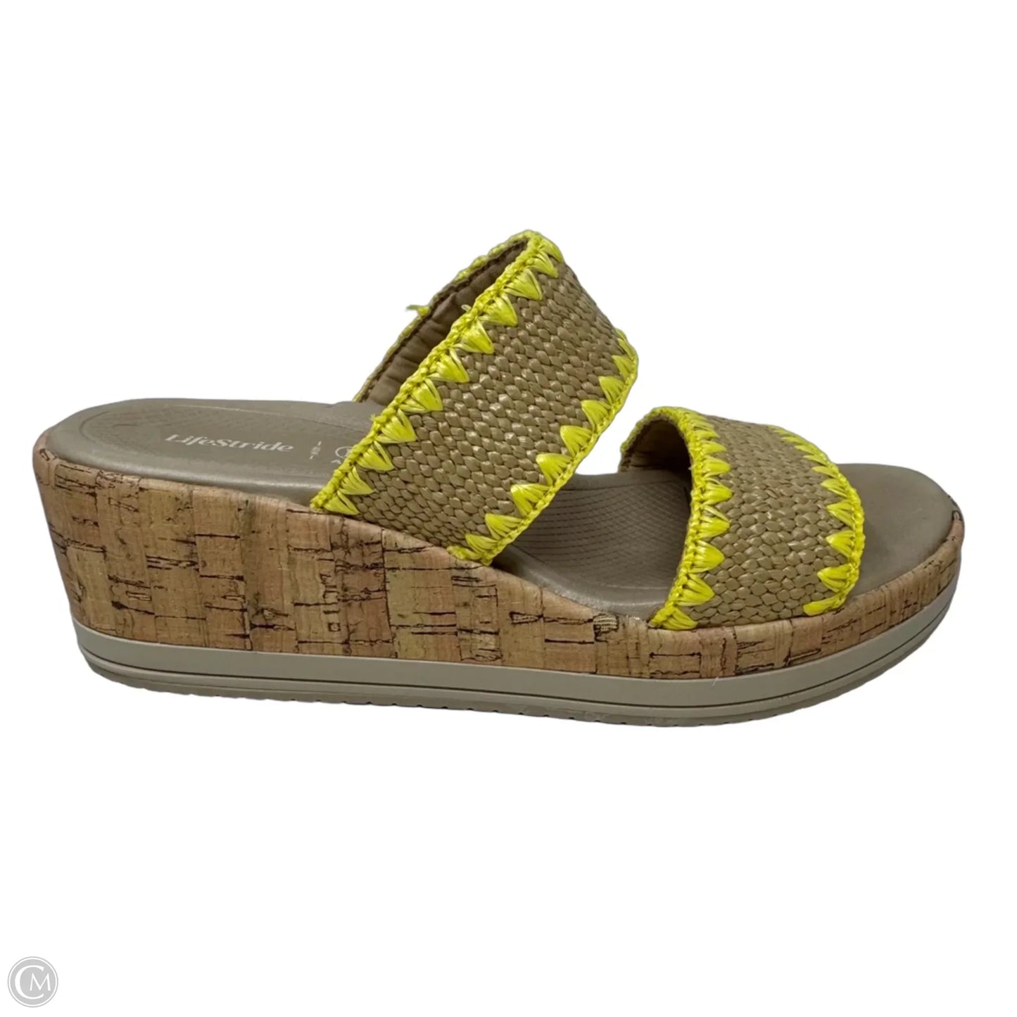 Woven Sandals Heels Wedge By Life Stride In Yellow, Size: 7