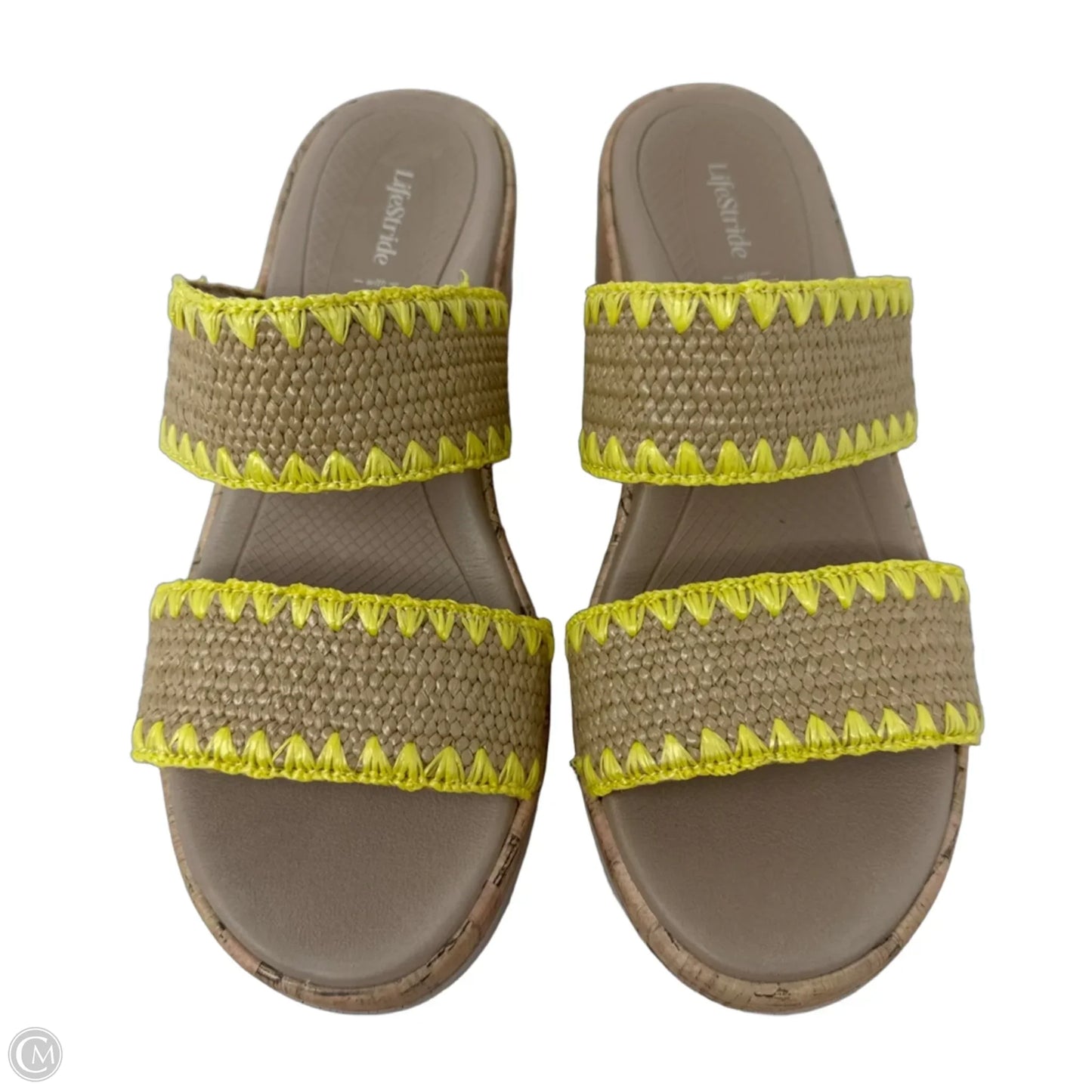 Woven Sandals Heels Wedge By Life Stride In Yellow, Size: 7