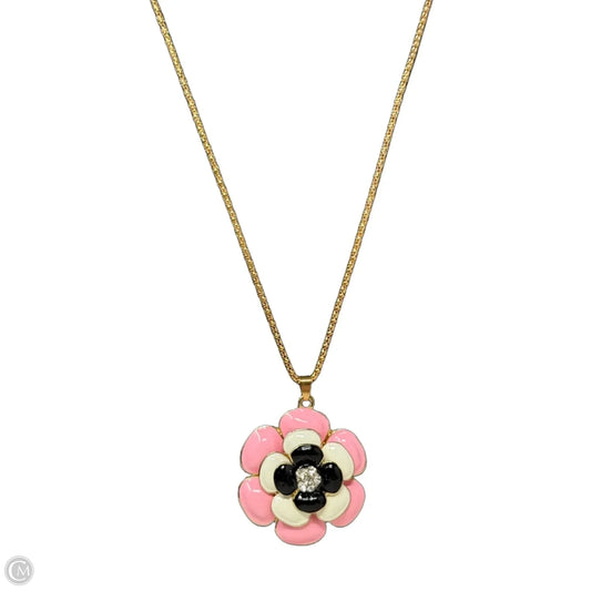 Pink Enamel & Crystal Flower Pendant Necklace By Betsey Johnson