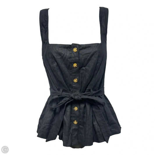 Linen Blend Belted Top Sleeveless By Ann Taylor In Black, Size: 2