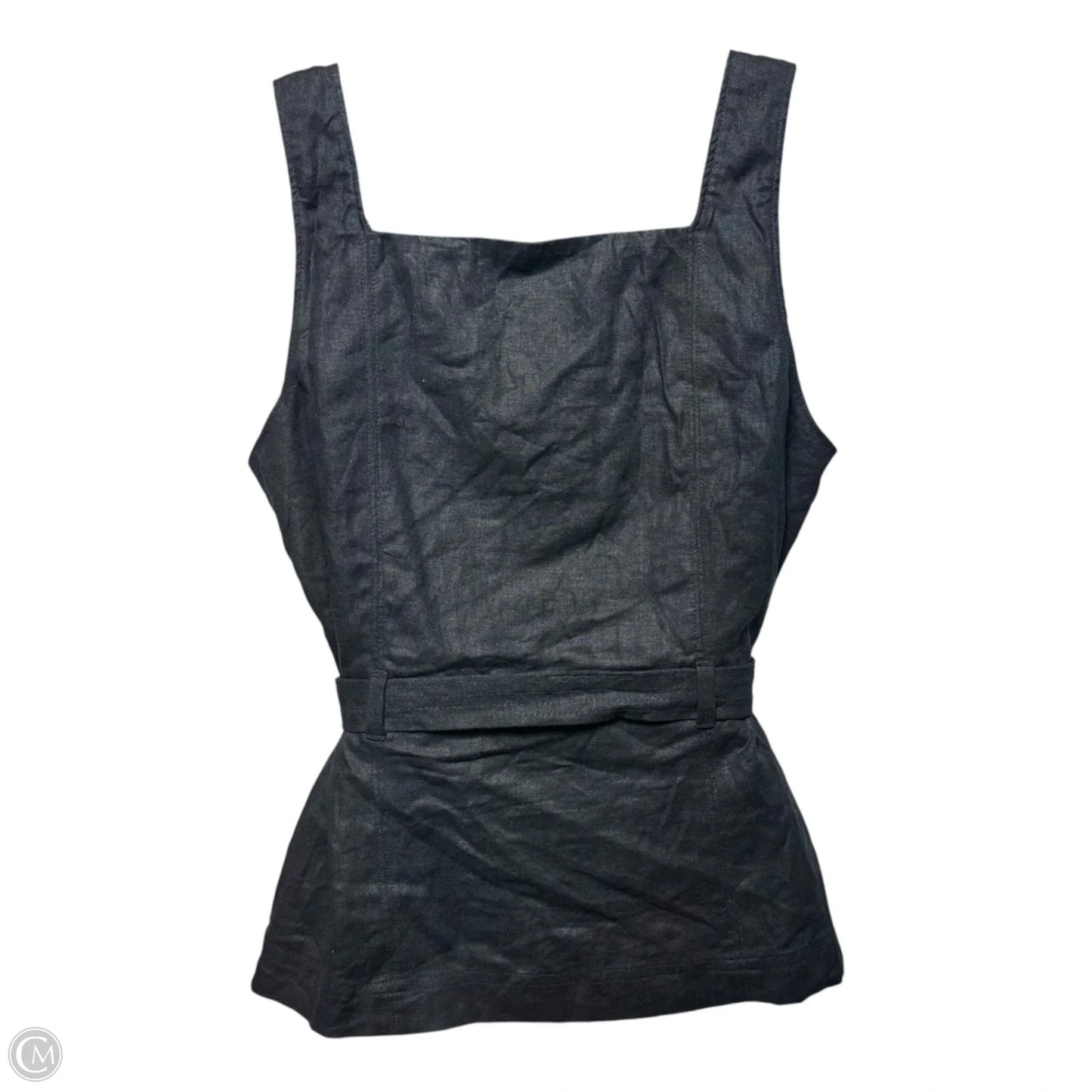 Linen Blend Belted Top Sleeveless By Ann Taylor In Black, Size: 2