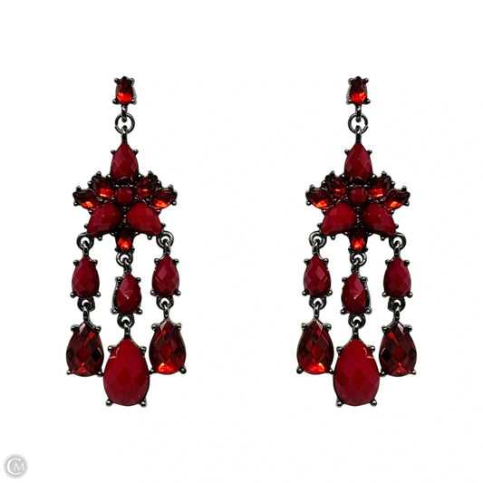 Red Faceted Chandelier Dangle Earrings