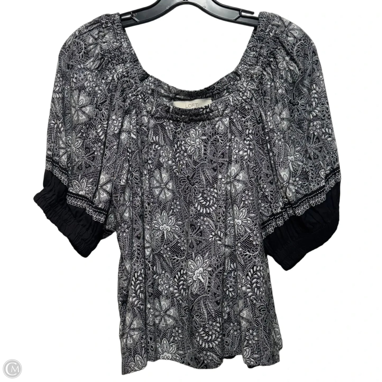 Top Short Sleeve By Loft In Black & White, Size: S