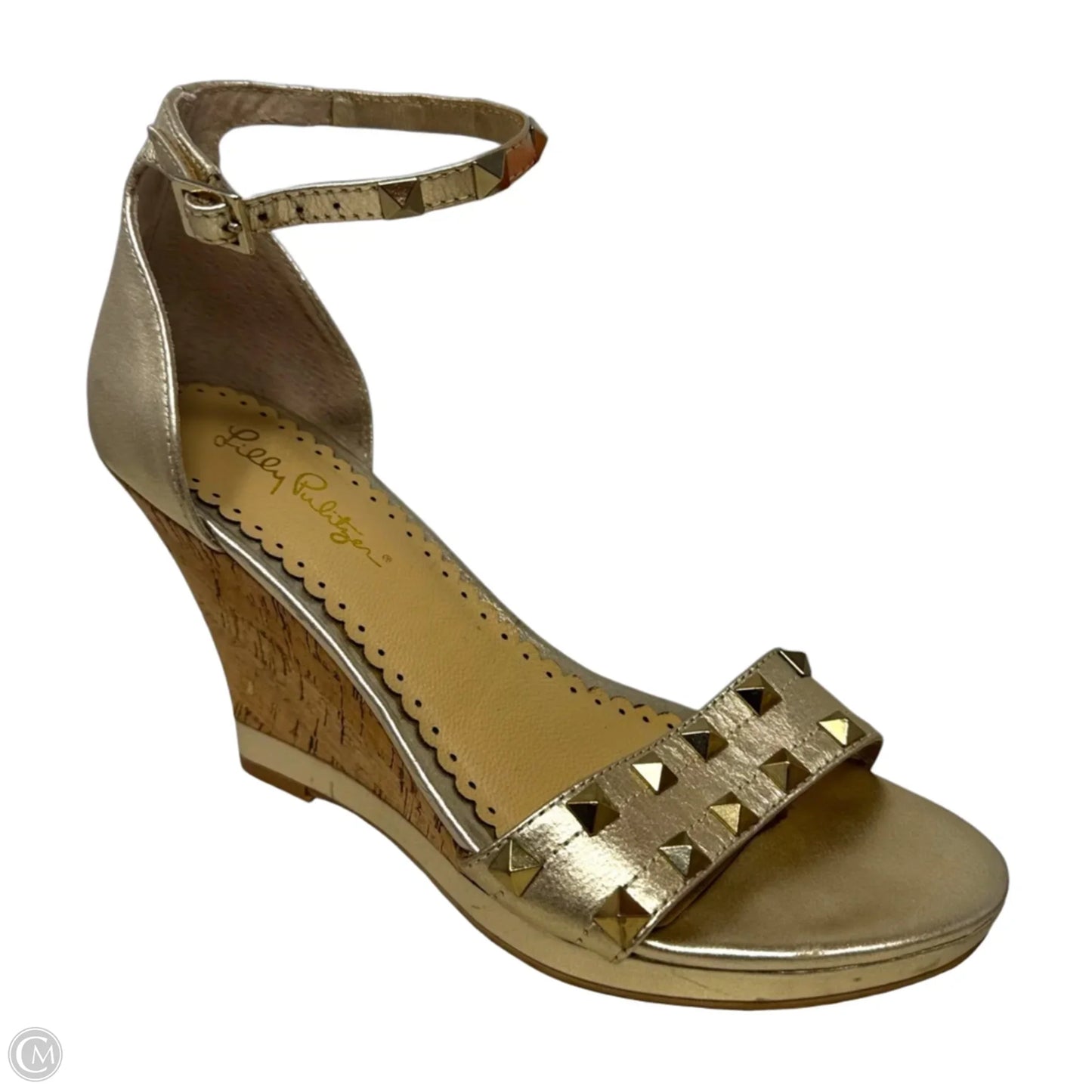 Studded Cork Wedge Sandals Designer By Lilly Pulitzer In Gold, Size: 7.5