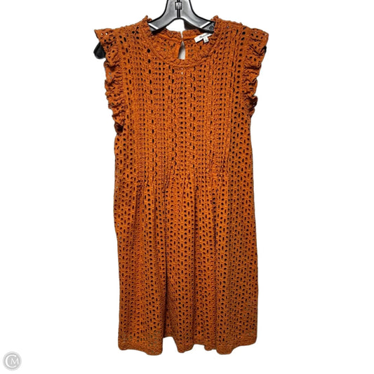 Eyelet Ruffle-Sleeve Mini
 Dress By Madewell In Orange, Size: L