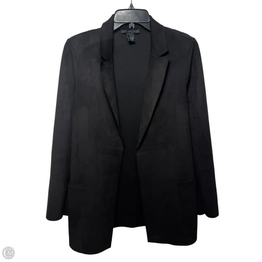Faux Suede Blazer By Joan Vass In Black, Size: S