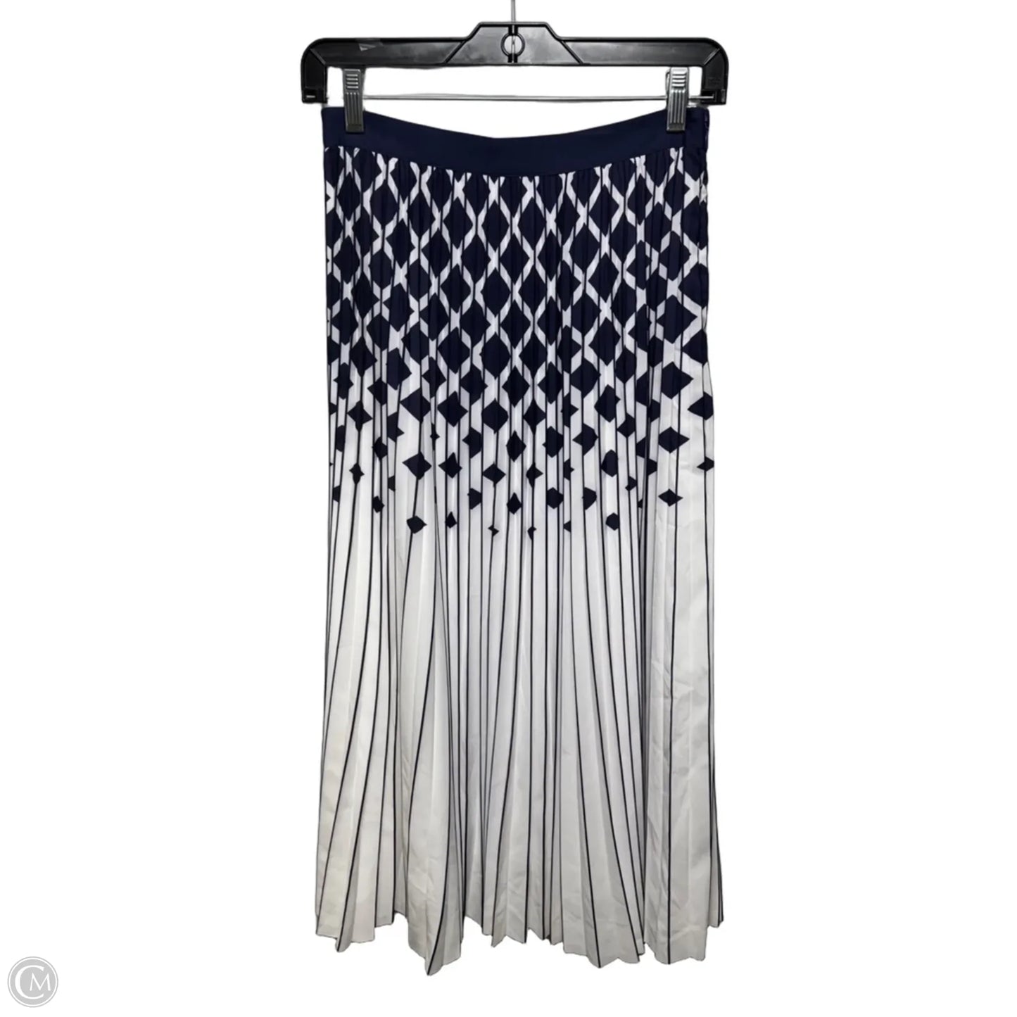 Pleated Skirt Midi By Reiss In Blue & White, Size: 4