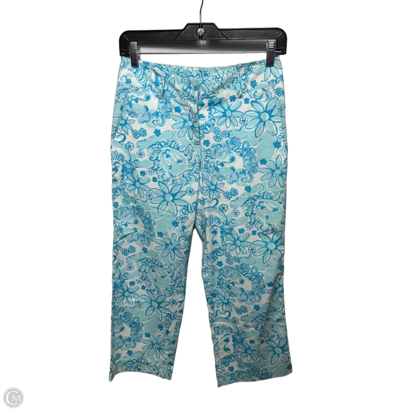 Vintage Florence Capri Pants Designer By Lilly Pulitzer In  Coastal Blue Lion Around, Size: 0