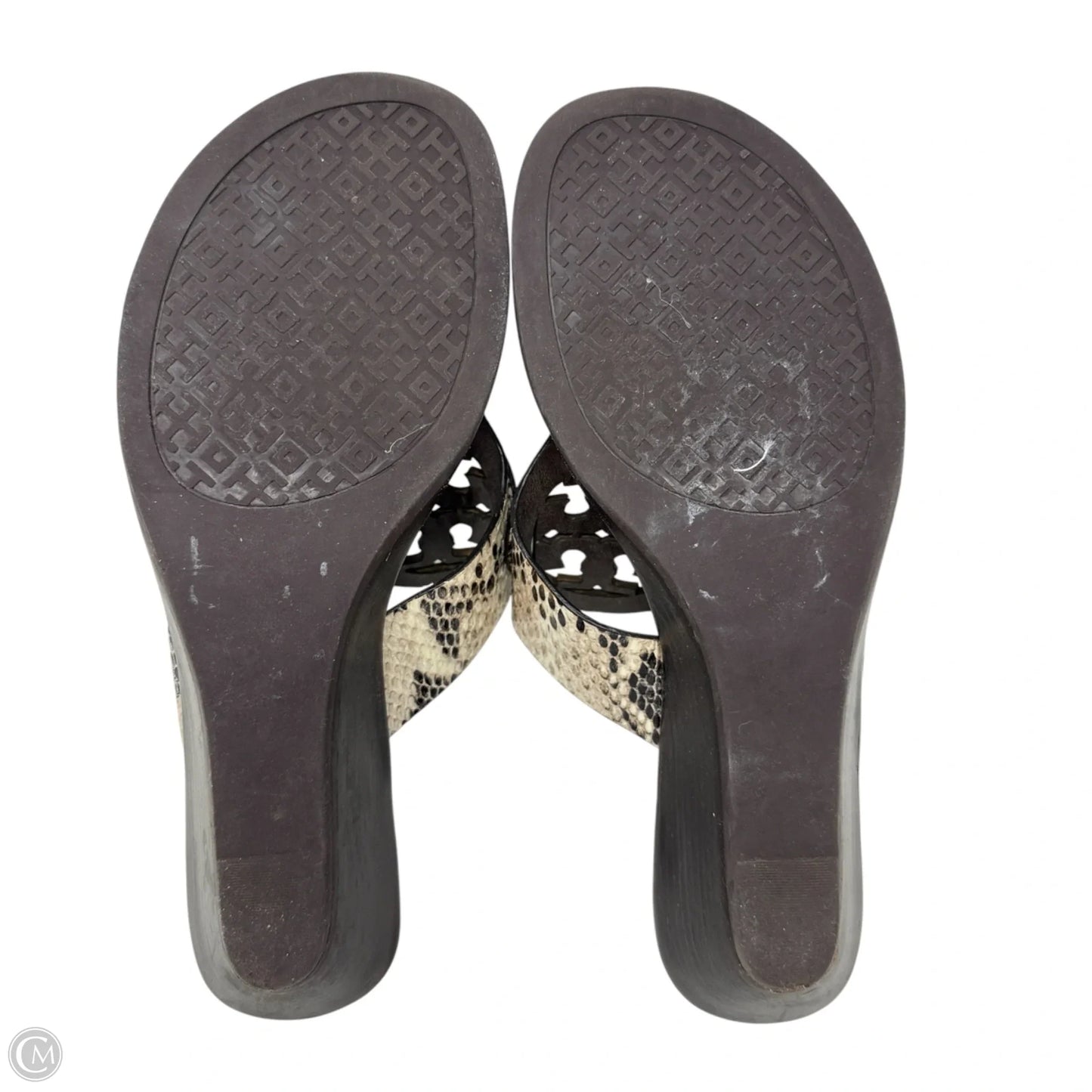 Louisa Wedge Sandals Designer By Tory Burch In Snakeskin Print, Size: 9