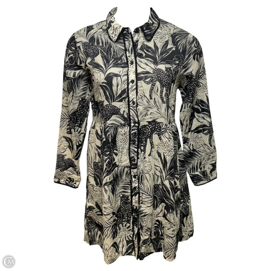 Piping Shirt-Dress Casual Short By Johnny Was In Black & Cream, Size: M