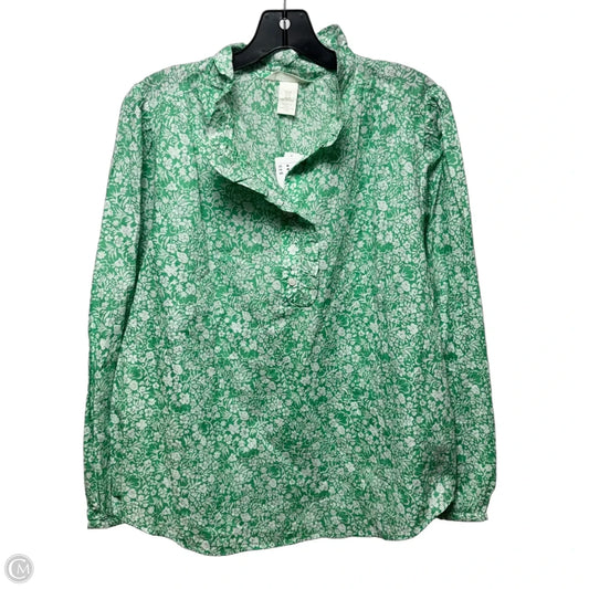 Top Long Sleeve By H&m In Green & White, Size: M