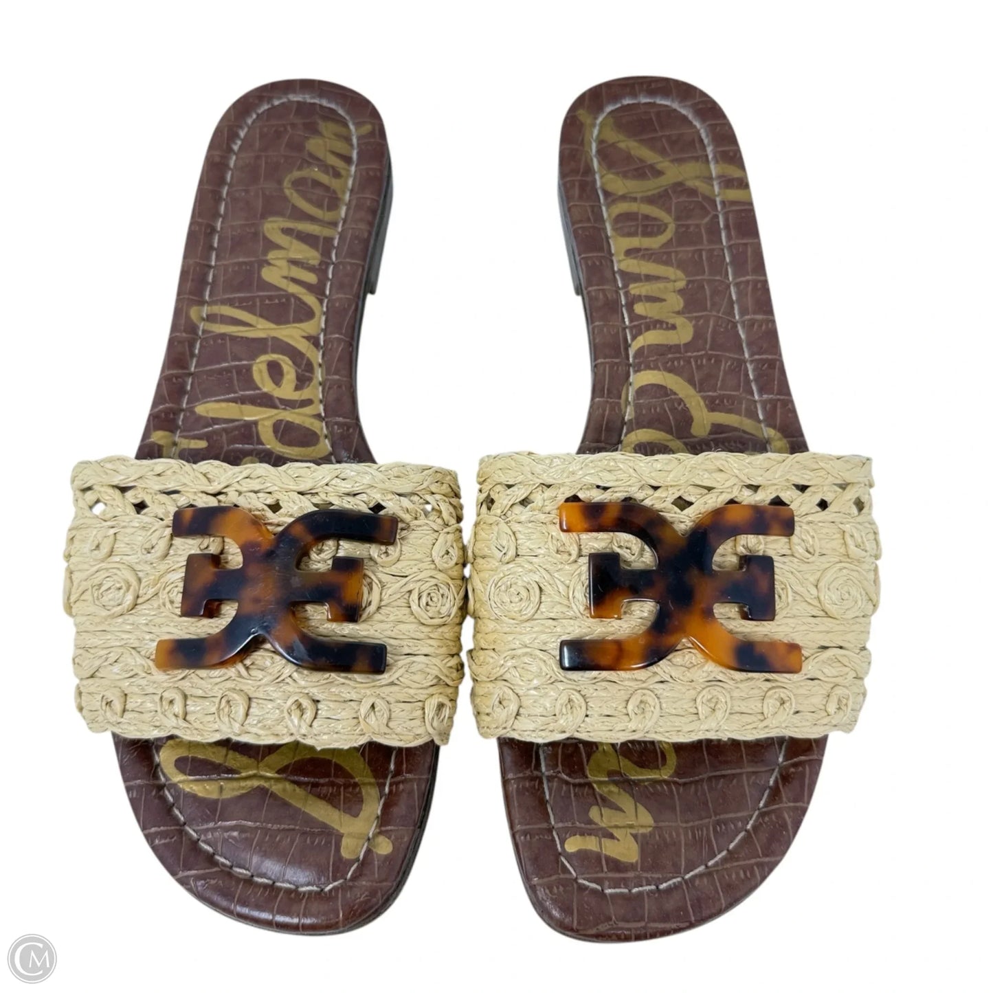 Backer Raffia Slide Sandals By Sam Edelman In Tan, Size: 8