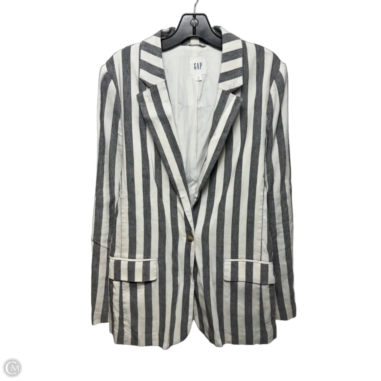 Linen Blend Blazer By Gap In Striped Pattern, Size: 8 Tall