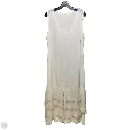 Tulle Trim Dress Casual Maxi By Nataya In White, Size: L