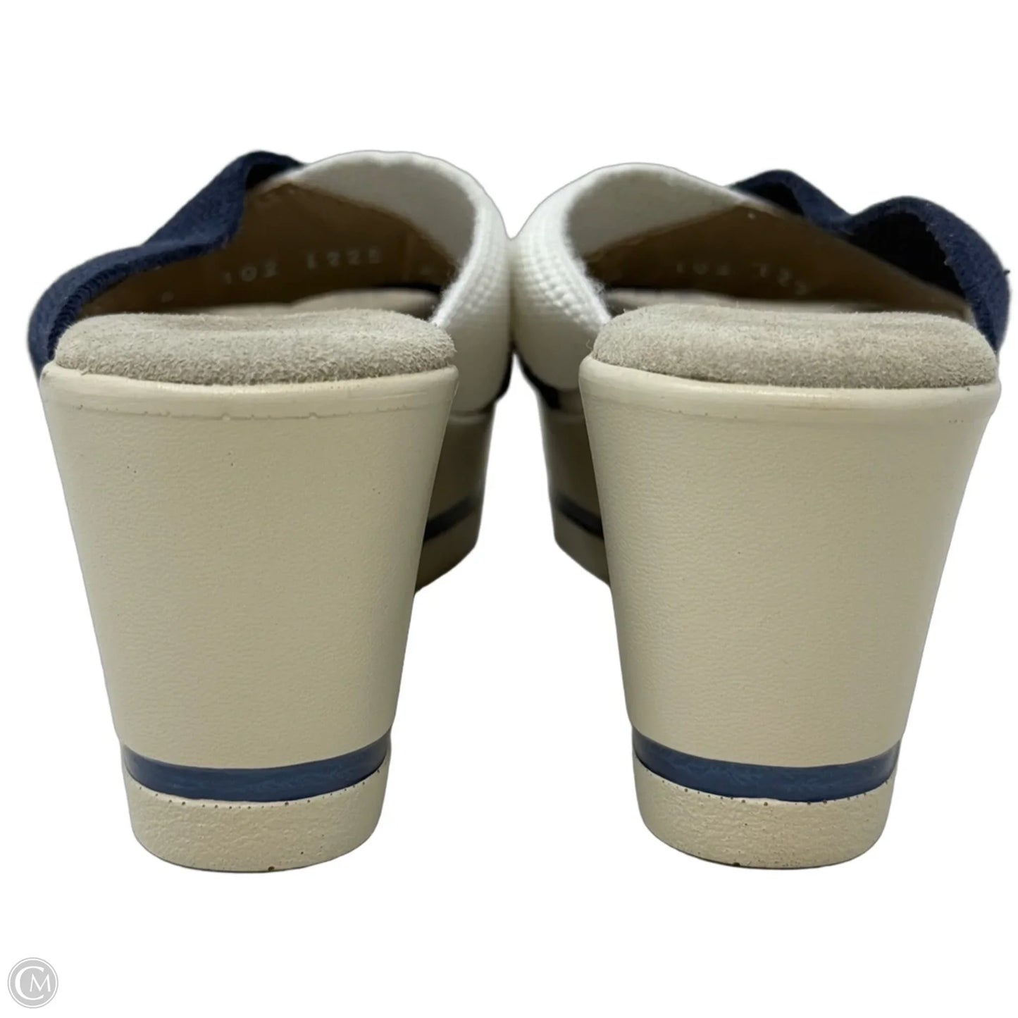 Beaufort Wedge Sandals By Charleston Shoe Company In Blue & White, Size: 6