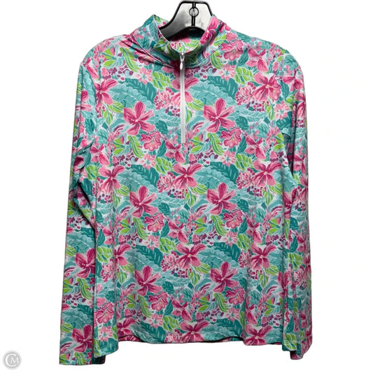 Athletic Top Long Sleeve Collar By Gottex In Floral Print, Size: M