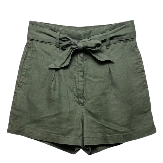 Linen Belted Shorts By Artisan Ny In Green, Size: 4