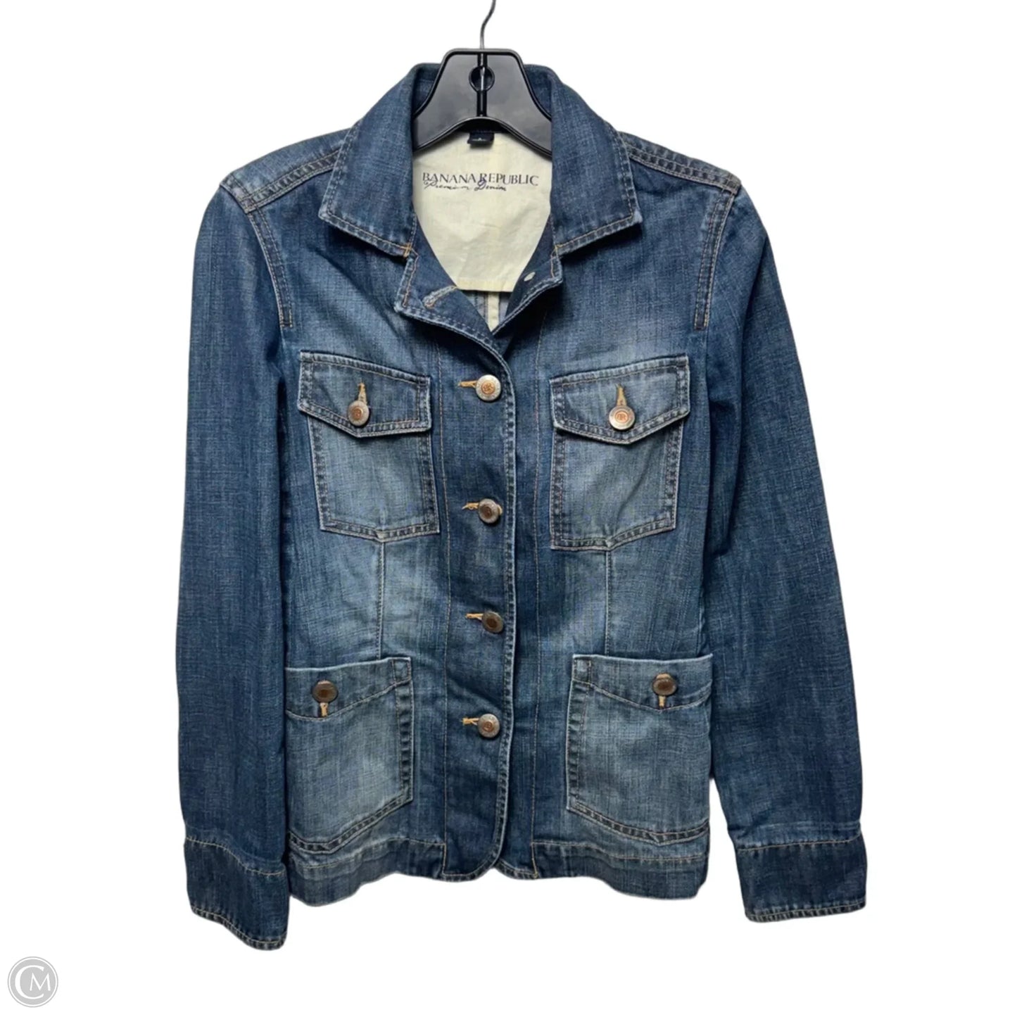 Vintage Jacket Denim By Banana Republic In Blue Denim, Size: S