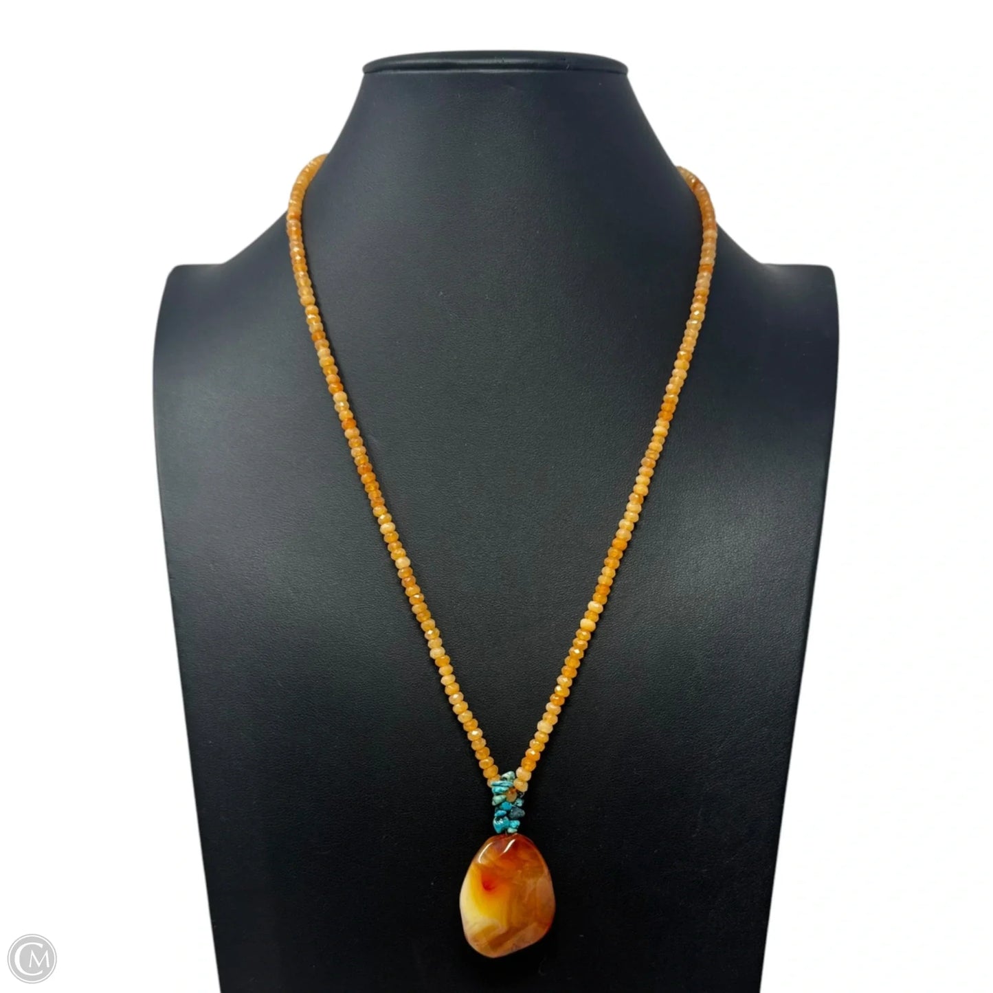 Faceted Carnelian & Howlite Beaded Pendant Necklace