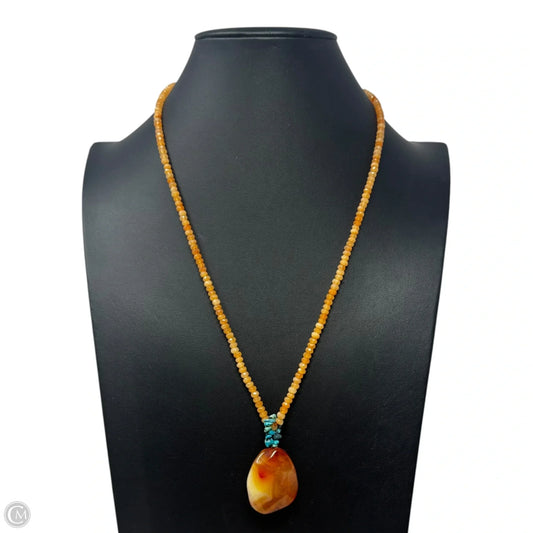 Faceted Carnelian & Howlite Beaded Pendant Necklace