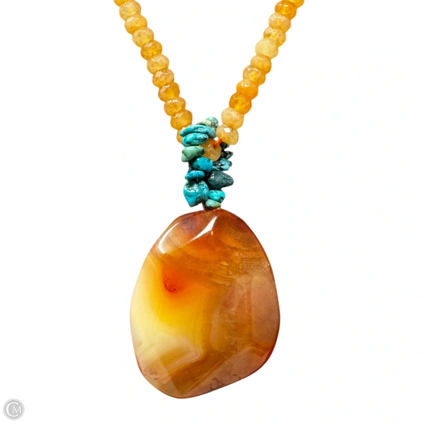Faceted Carnelian & Howlite Beaded Pendant Necklace