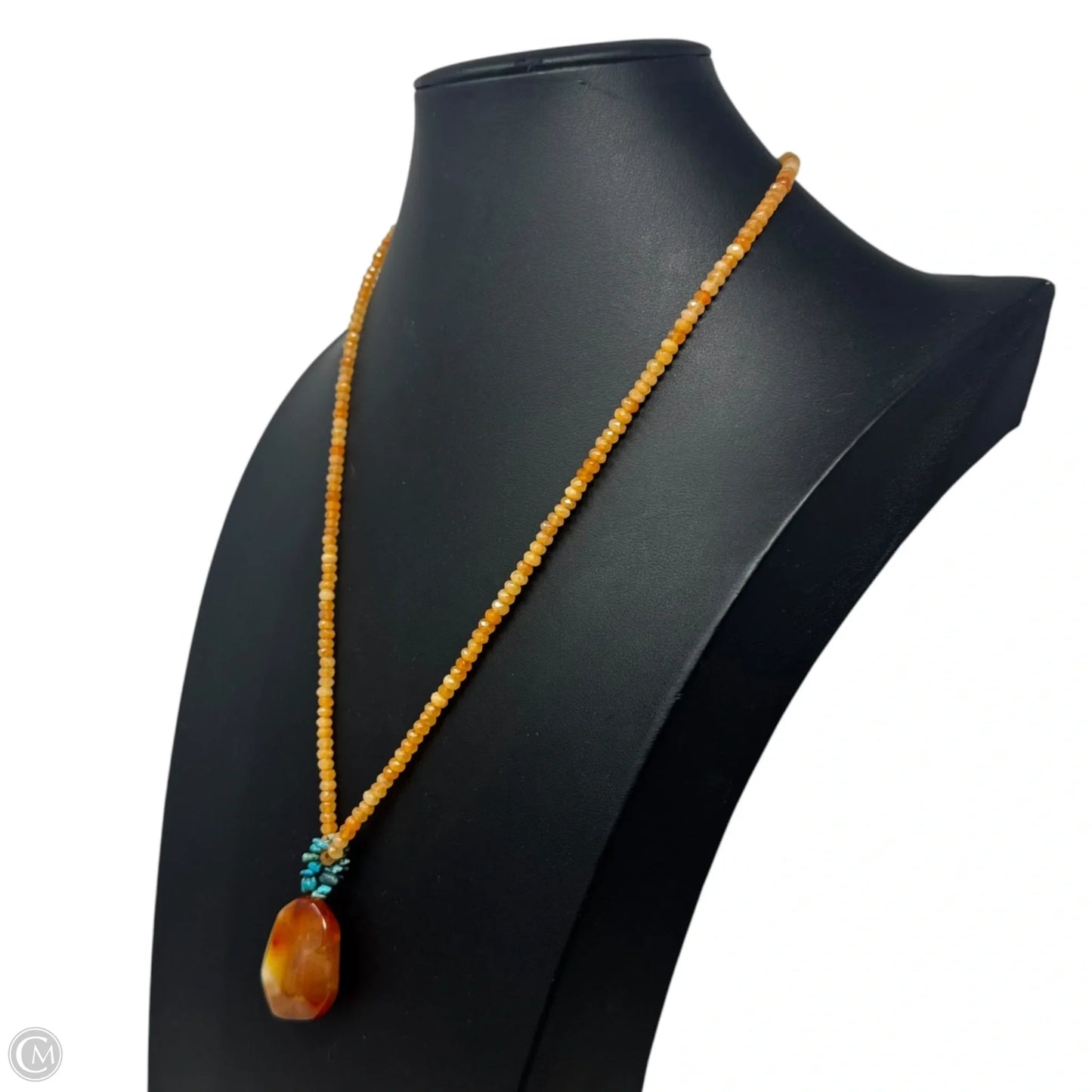 Faceted Carnelian & Howlite Beaded Pendant Necklace
